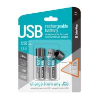Акумулятор USB ColorWay AA/HR06 Li-Pol 1200 mAh BL 2шт (CW-UBAA-02)