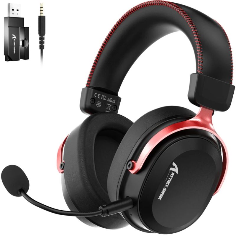 Ігрова гарнітура Attack Shark L30PRO Wireless,2.4GHz/Bluetooth/3.5mm AUX/AUX-to-Type-C,Black and Red (L30PROBR_AS)