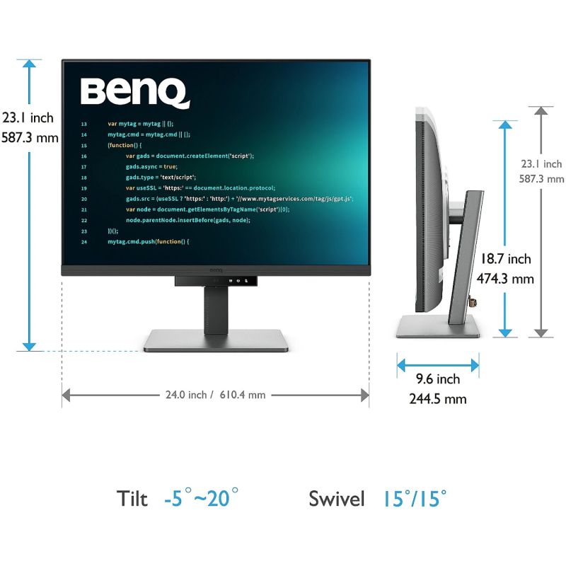TFT 28.2" BenQ RD280U, IPS, 3840x2560, 3:2, USB-C, HDMI, DP, HAS, Pivot, колонки, металік-сірий (9H.LM1LJ.TBE)