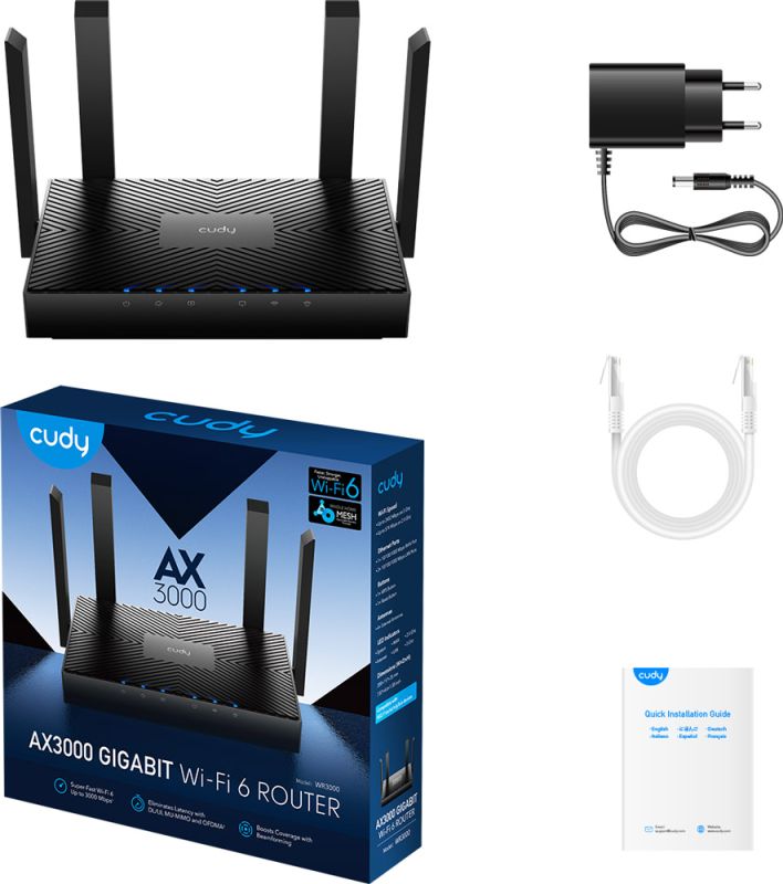 Маршрутизатор Cudy WR3000, AX3000 Gigabit Wi-Fi 6 Mesh Router (WR3000)