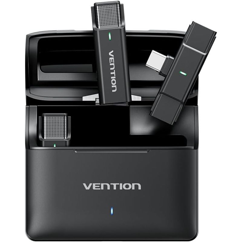 Бездротовий подвійний петличний мікрофон Vention USB-C 2-Pack Wireless Lavalier with Charging Case (NCAB0)
