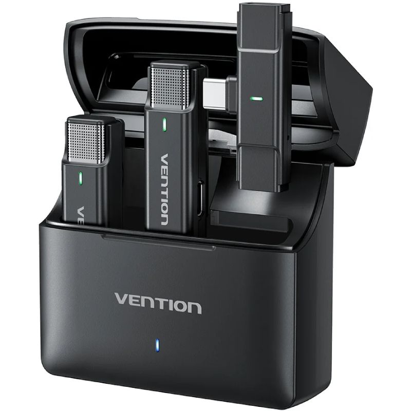 Бездротовий подвійний петличний мікрофон Vention USB-C 2-Pack Wireless Lavalier with Charging Case (NCAB0)