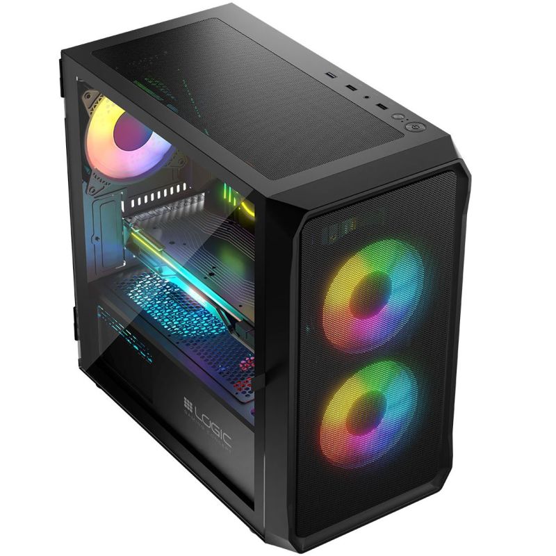 Корпус LogicConcept PORTOS MESH+GLASS ARGB fans 3x120mm BLACK без БЖ mATX (AM-PORTOS-10-0000000-0002)