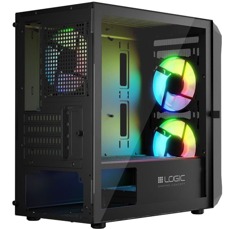 Корпус LogicConcept PORTOS MESH+GLASS ARGB fans 3x120mm BLACK без БЖ mATX (AM-PORTOS-10-0000000-0002)