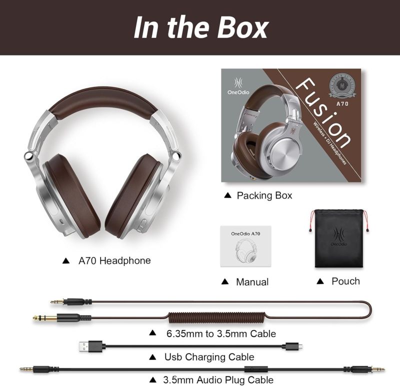 Гарнітура OneOdio Fusion A70, Bluetooth+3,5мм/6,35мм, Silver Brown (A70 Silver Brown)