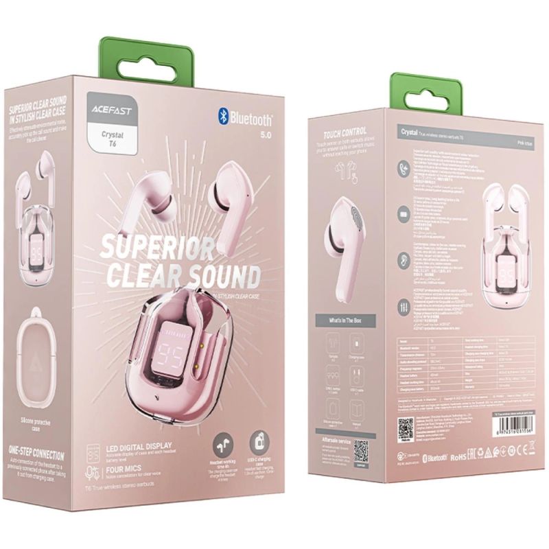 Навушники TWS Acefast T6 pink lotus (6974316281566)