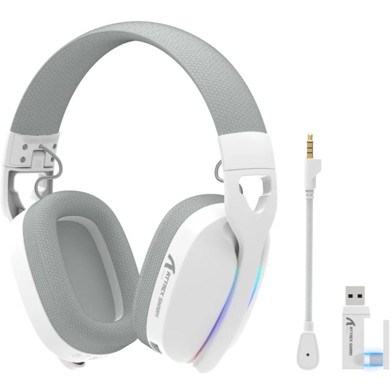 Ігрова гарнітура Attack Shark L90 Wireless,2.4GHz/Bluetooth/3.5mm PS4/PS5/Switch/Xbox/Mac/PC White (L90W_AS)