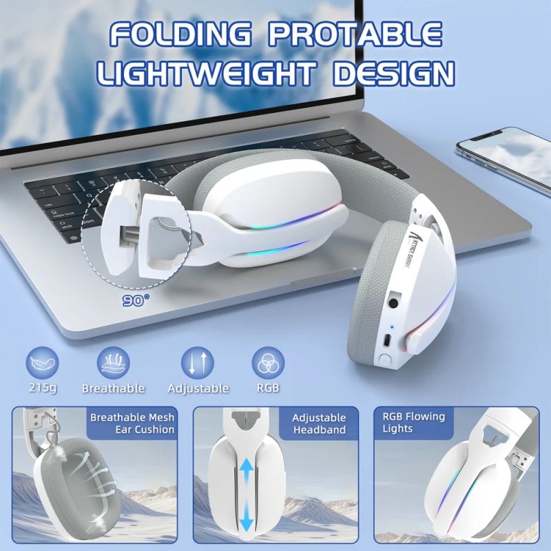 Ігрова гарнітура Attack Shark L90 Wireless,2.4GHz/Bluetooth/3.5mm PS4/PS5/Switch/Xbox/Mac/PC White (L90W_AS)