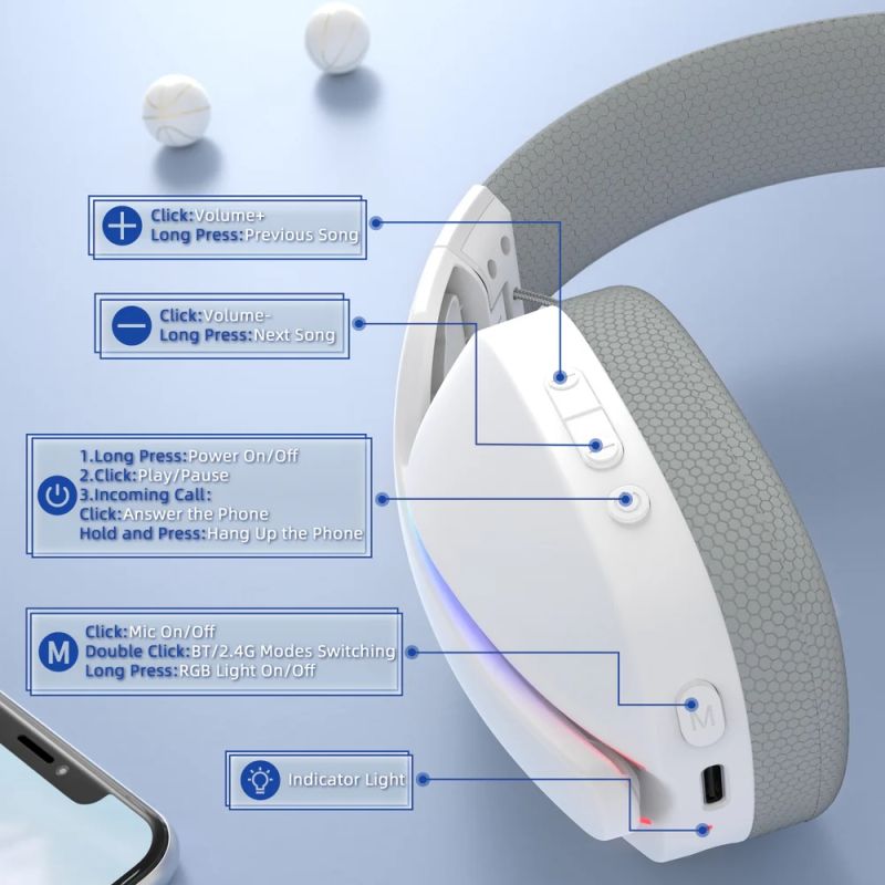 Ігрова гарнітура Attack Shark L90 Wireless,2.4GHz/Bluetooth/3.5mm PS4/PS5/Switch/Xbox/Mac/PC White (L90W_AS)