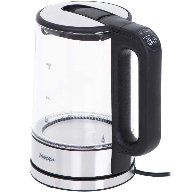 Електрочайник Mesko MS 1301 black 1850-2200Вт/ 1.7л/ скло/ встановлення температури (MS1301B)