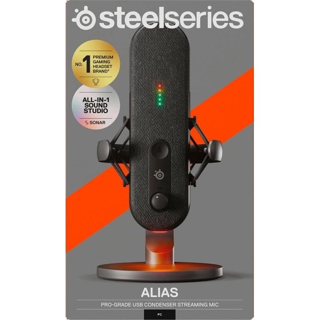 Ігровий стрім мікрофон SteelSeries Alias RGB USB 1" Capsule (61601)