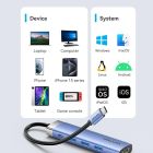Док-станція USB3.1 Type-C --> HDMI 4K30Hz/USB 3.0x3/PD 100W Blue Aluminum  Alloy Hub 5-in-1 Vention (TGESB)