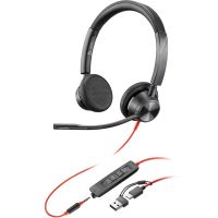 Гарнітура Poly BlackWire C3325 USB-C HS Stereo +3.5mm Plug +USB-C/A Adapter (8X222AA)