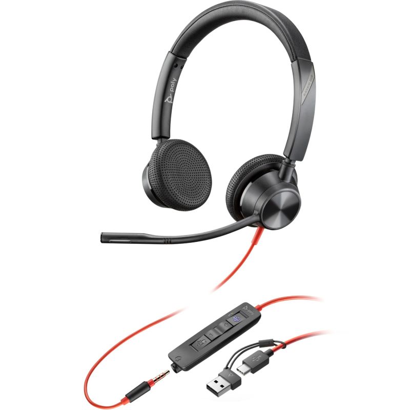 Гарнітура Poly BlackWire C3325 USB-C HS Stereo +3.5mm Plug +USB-C/A Adapter (8X222AA)