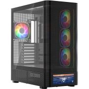 Корпус Modecom VOLCANO AQ500 ARGB MIDI FRONT LCD 6,2”, 4x120mm fans BLACK без БЖ ATX (MC-A-AQ500-4FA-B)