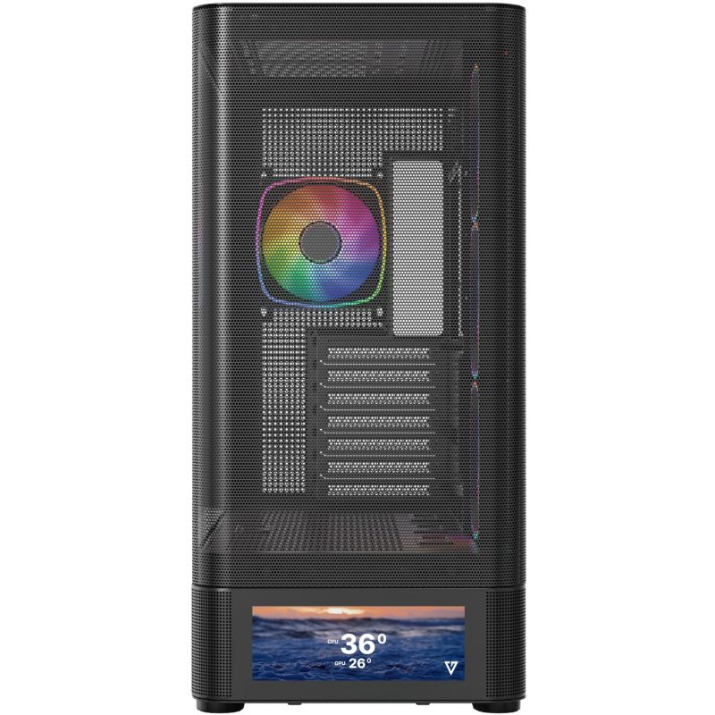 Корпус Modecom VOLCANO AQ500 ARGB MIDI FRONT LCD 6,2”, 4x120mm fans BLACK без БЖ ATX (MC-A-AQ500-4FA-B)