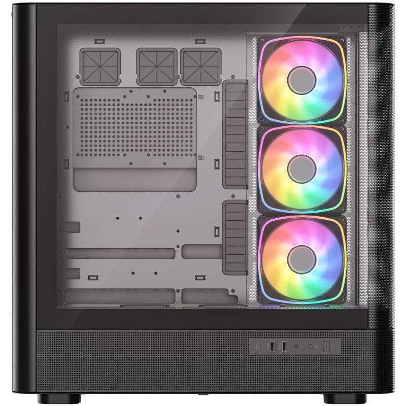Корпус Modecom VOLCANO AQ500 ARGB MIDI FRONT LCD 6,2”, 4x120mm fans BLACK без БЖ ATX (MC-A-AQ500-4FA-B)