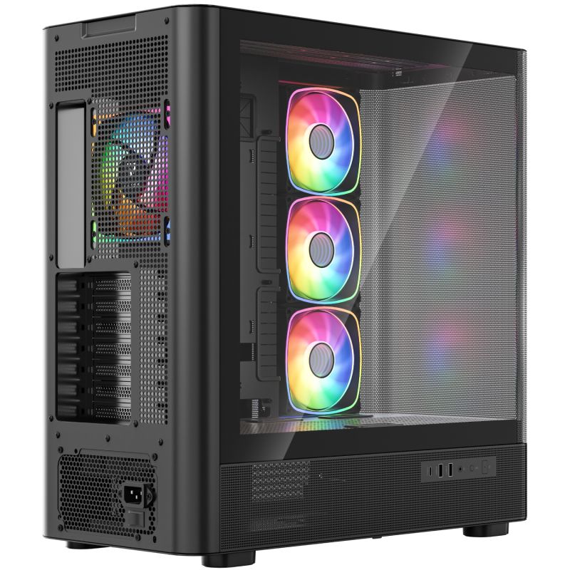 Корпус Modecom VOLCANO AQ500 ARGB MIDI FRONT LCD 6,2”, 4x120mm fans BLACK без БЖ ATX (MC-A-AQ500-4FA-B)