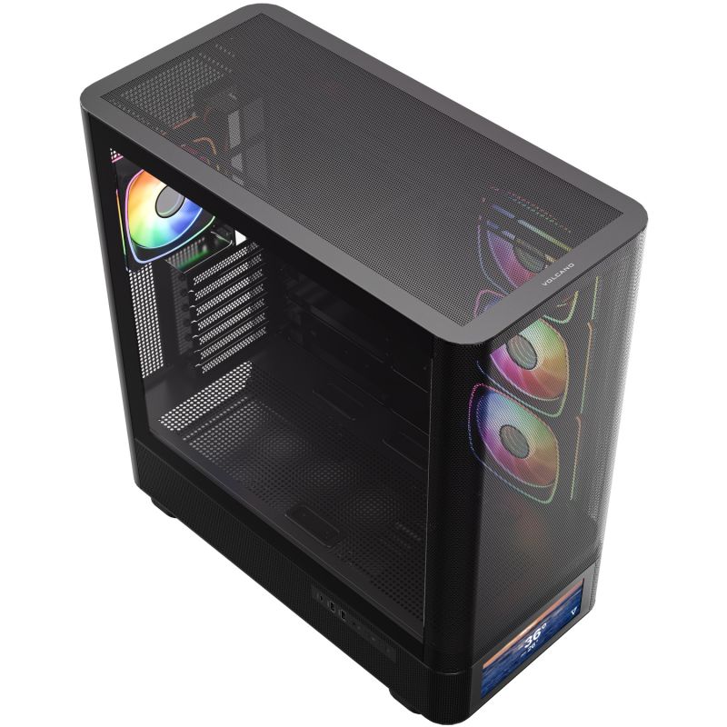 Корпус Modecom VOLCANO AQ500 ARGB MIDI FRONT LCD 6,2”, 4x120mm fans BLACK без БЖ ATX (MC-A-AQ500-4FA-B)
