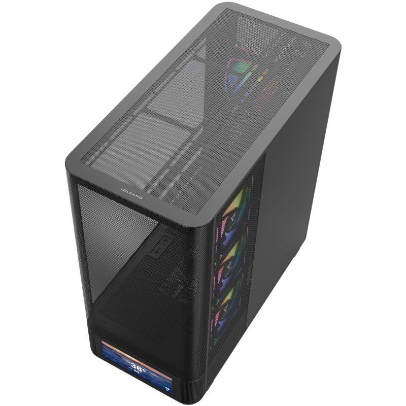 Корпус Modecom VOLCANO AQ500 ARGB MIDI FRONT LCD 6,2”, 4x120mm fans BLACK без БЖ ATX (MC-A-AQ500-4FA-B)