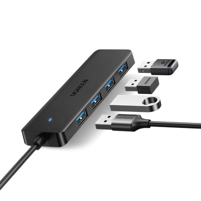 Хаб USB 3.0 -> 4хUSB 3.0 Hub 0,15 м кабель Space Gray CM219 Ugreen (25851)