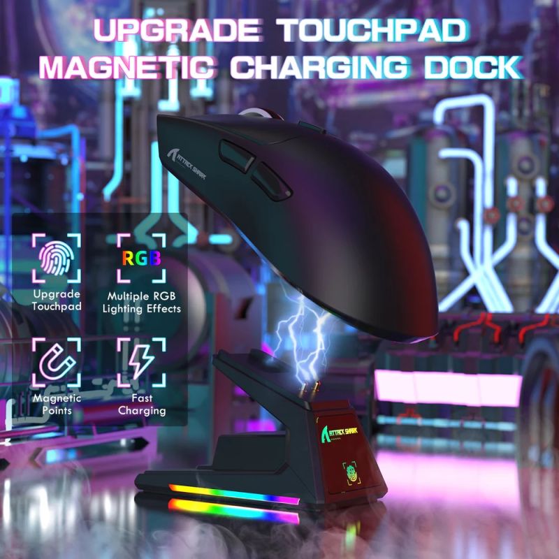 Мишка Attack Shark X1, Wireless/Bluetooth, 40000dpi. (PAW3395PRO), 6кн., Black (X1B_AS)