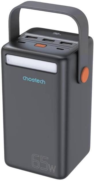 УМБ Choetech 50000mAh 65W PD3.0  USB-C, QC3.0, 3хUSB-A 18W, mirco USB, Li-pol LED Light, чорна (B664-CCBE)