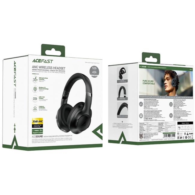Гарнітура Acefast H4 ANC, Bluetooth, Black (6974316283515)