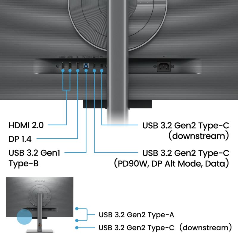 TFT 31.5" BenQ RD320U, 4K, IPS, 2хHDMI, DP, USB- C, USB-hub, HAS, Pivot, кол., сірий (9H.LMSLA.TBE)