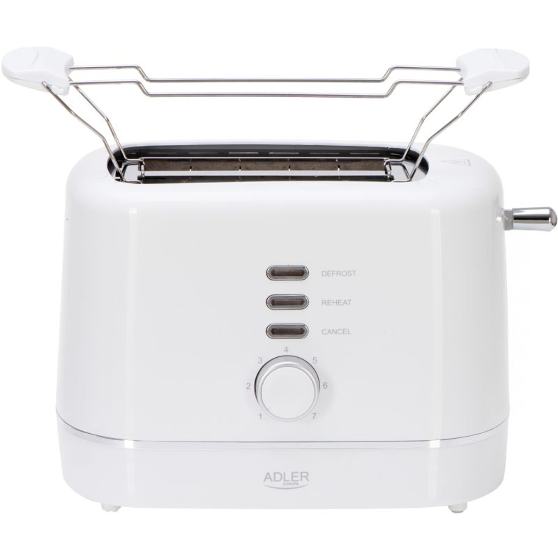 Тостер Adler AD 3224 white 850Вт/ 2 відділення/7 режимів підсмажування/розморожування/підігрів булок (AD3224W)