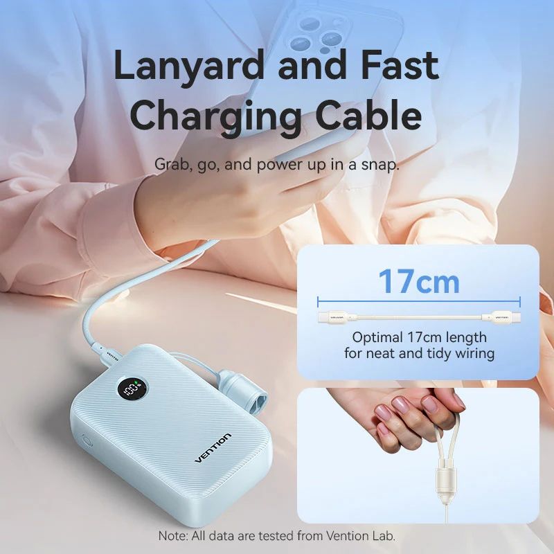УМБ Vention 20000mAh 22,5W PD,QC, USB-A,2xUSB-C In/Out Blue (FKBL0-C)