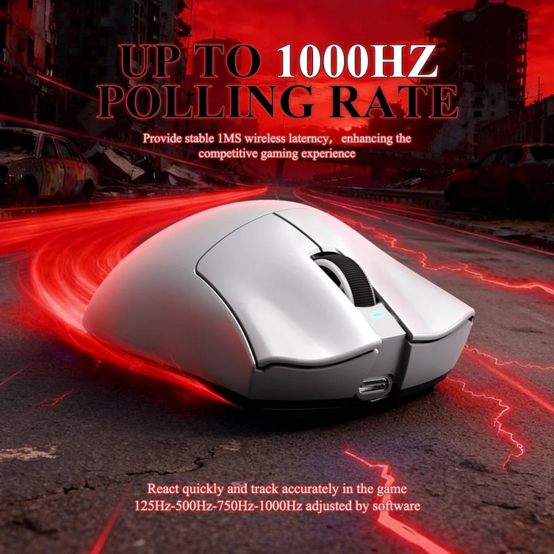 Мишка Attack Shark V3Pro Ultra-Light, Wireless/Bluetooth, 25000dpi. (PAW3311), 6кн., White (V3PROW_AS)