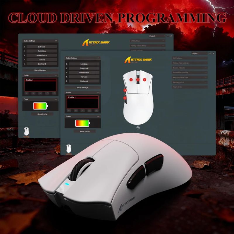 Мишка Attack Shark V3Pro Ultra-Light, Wireless/Bluetooth, 25000dpi. (PAW3311), 6кн., White (V3PROW_AS)