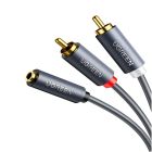Кабель AUX Audio TRS - RCAx2 M/F 1.0м UGREEN AV102 Сірий (10588)