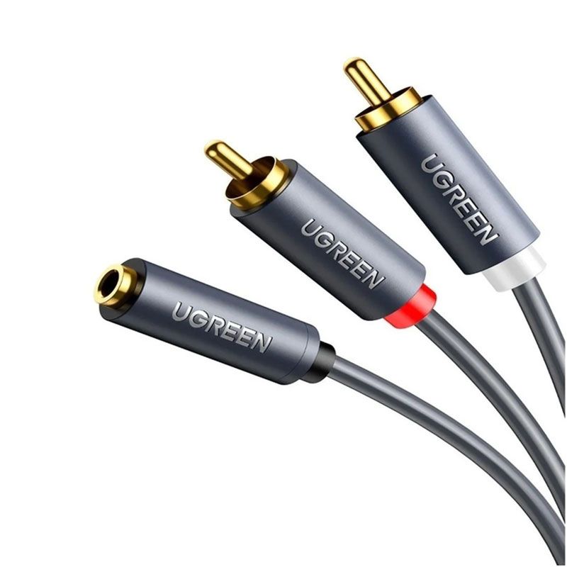 Кабель AUX Audio TRS - RCAx2 M/F 1.0м UGREEN AV102 Сірий (10588)