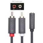 Кабель AUX Audio TRS - RCAx2 M/F 1.0м UGREEN AV102 Сірий (10588)