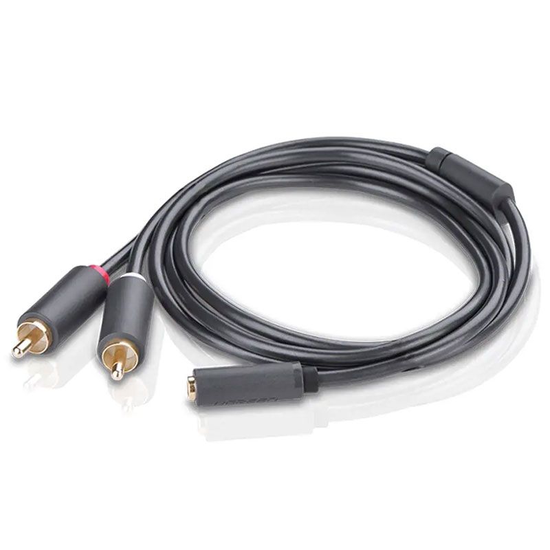 Кабель AUX Audio TRS - RCAx2 M/F 1.0м UGREEN AV102 Сірий (10588)