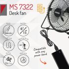 Вентилятор Mesko MS 7322 настільний/ USB/ 4,5Вт/ D=15см/ чорний (MS7322)