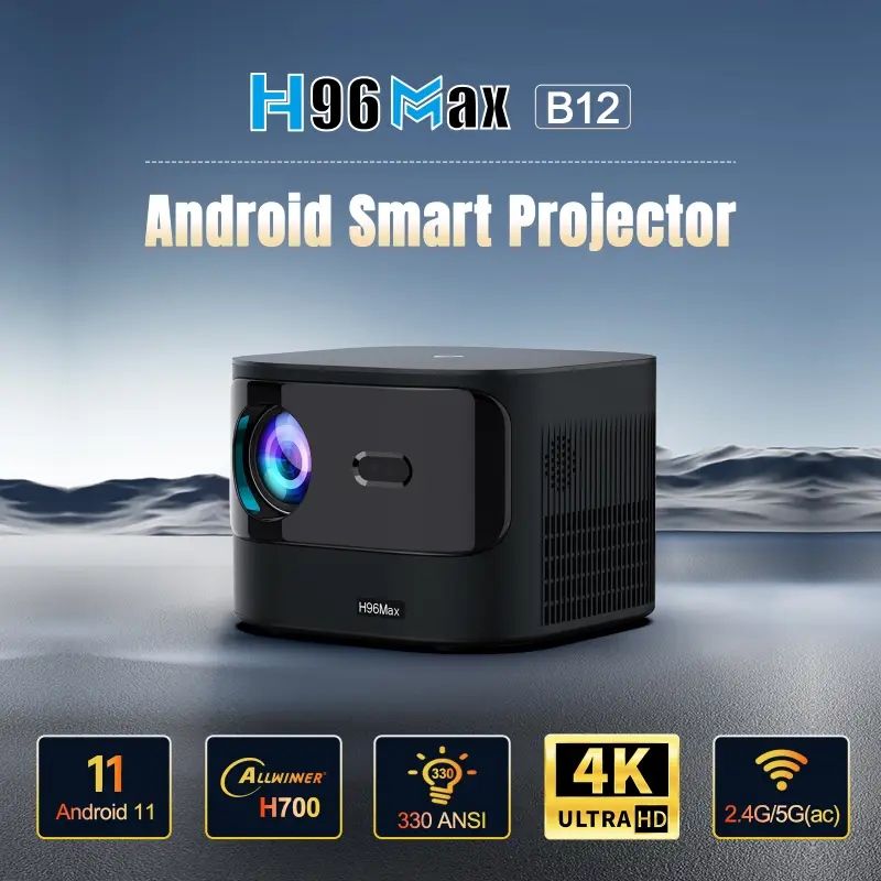 Проєктор H96 MAX B12 LED LCD FullHD 330AL 16:9 H700 2G/16G Android 11.0 HDMI WiFi BT чорний (H96 MAX_B12)