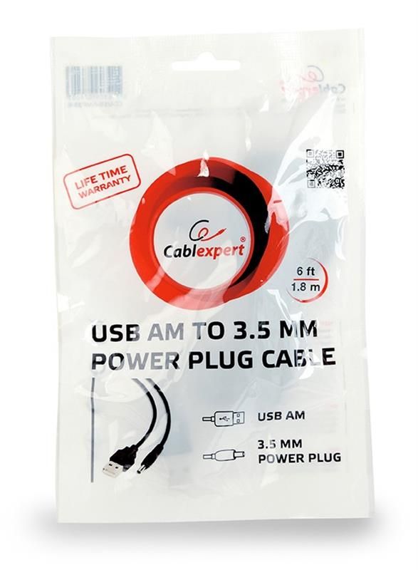 Кабель живлення Cablexpert USB-3.5мм, 1.8м, чорний (CC-USB-AMP35-6)