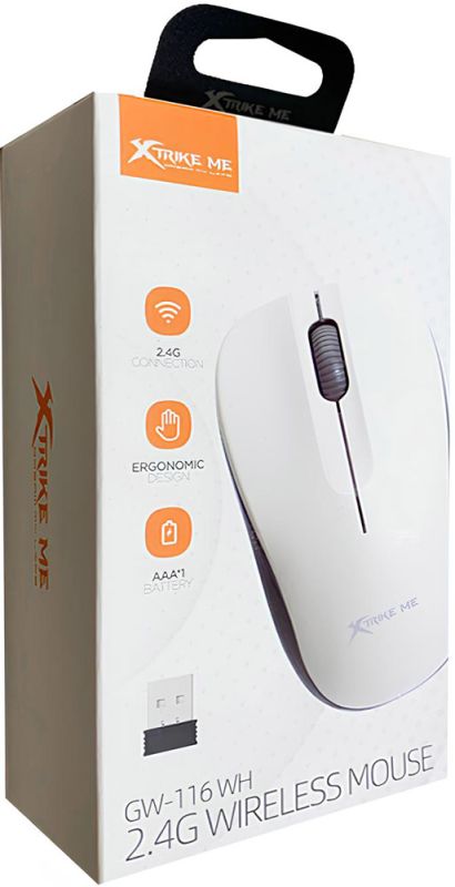 Мишка XTRIKE ME GW-116, бездротова 2.4G, 1000dpi., 3кн., біла (GW-116WH)