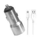 Автомобільний зарядний пристрій XO TZ09 (2USB, 2.4A) Gray + кабель Lightning (6920680873517)
