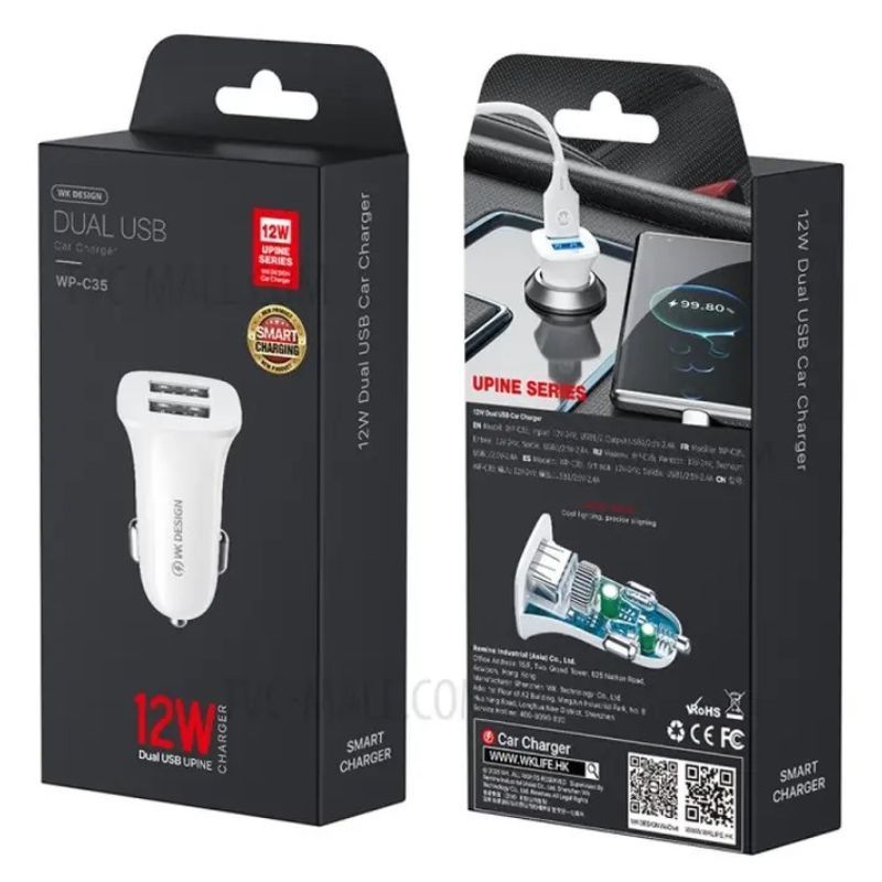 Автомобильное зарядное устройство WK WP-C35 (2USB) White (6941027616468)