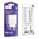 Сетевое зарядное устройство Hoco C143A (1USB-C, 3А) 20W White (6942007652063)