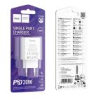 Сетевое зарядное устройство Hoco C143A (1USB-C, 3А) 20W White (6942007652063)