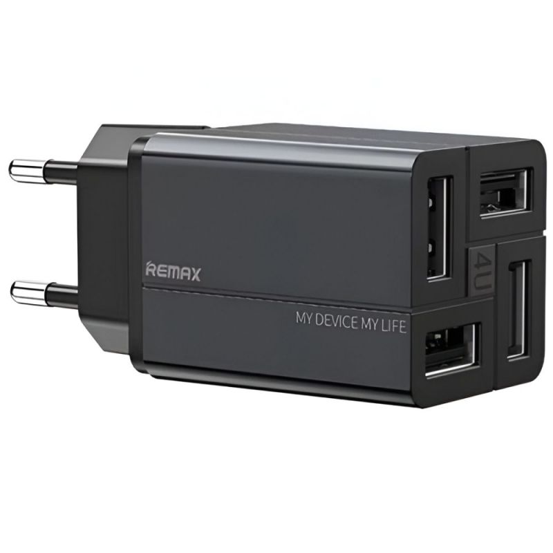 Сетевое зарядное устройство Remax RP-U43 Wanfu (EU) (4USB 3.4А) Black (6972174153667)