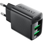 Зарядний пристрій 2xUSB 12W (2xUSB-A) A86 Black Acefast (6974316283270)