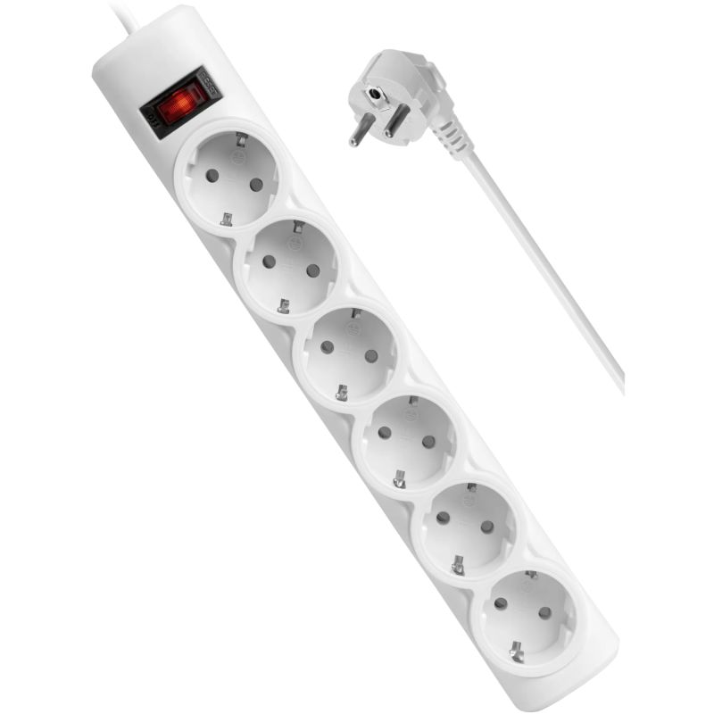 Power filtr 1.8м Defender DFS151, 6 розеток, білий (994890)