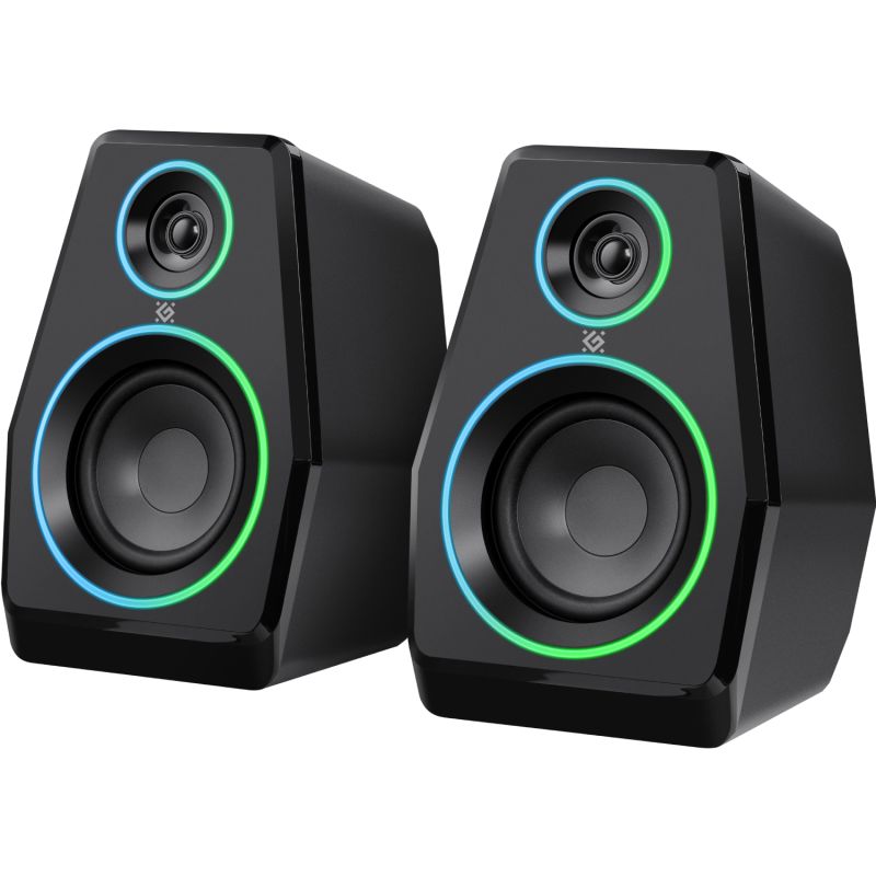 Акустична система 2.0 Defender Solar 10, 10Вт, Bluetooth, RGB підсвітка, USB, чорна (65940)
