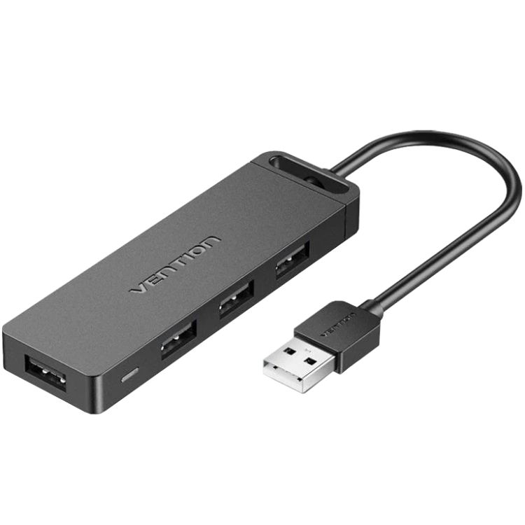 Хаб USB 2.0 -> 4xUSB 2.0, 0.15м, Black Vention (CHMBB)